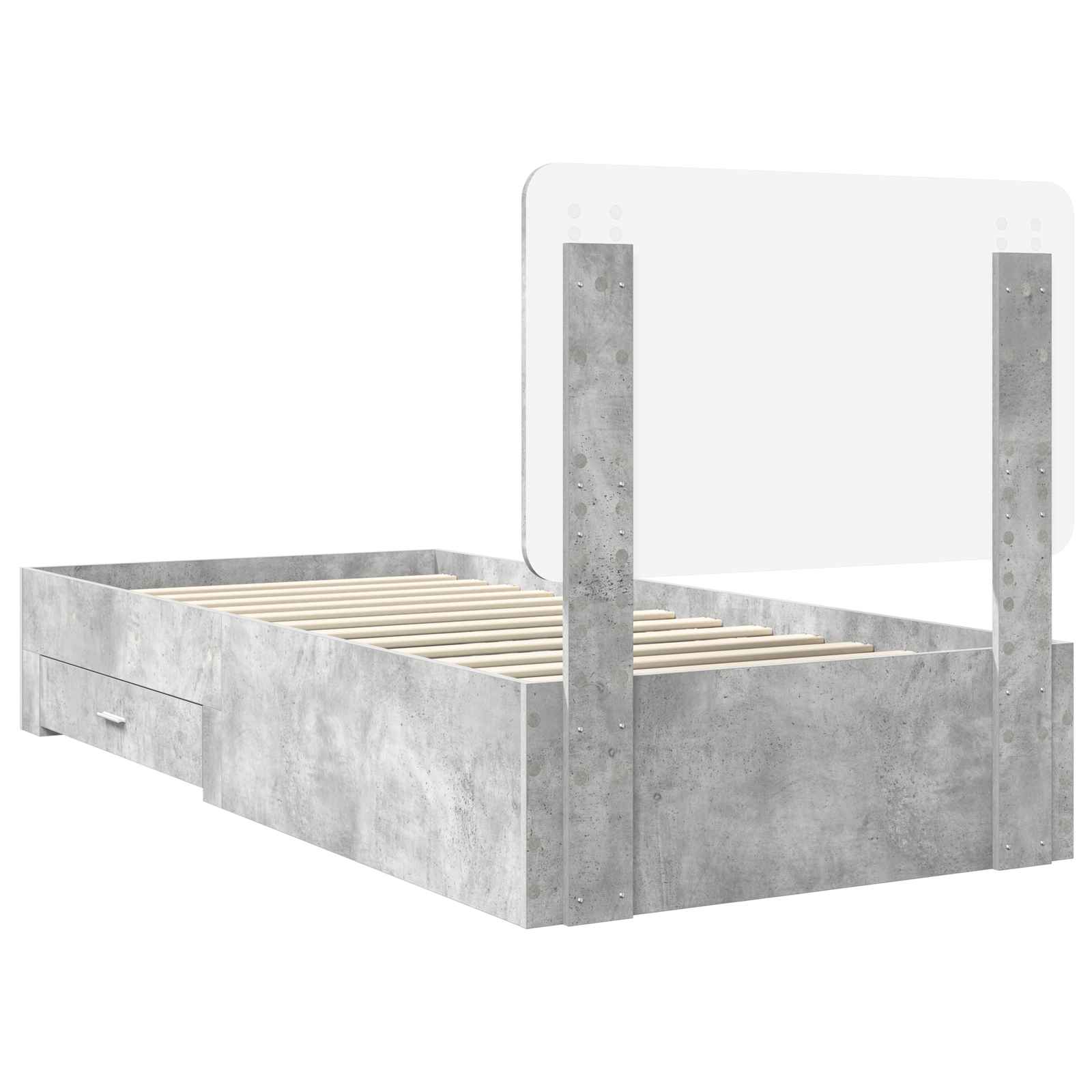 Bettrahmen mit Kopfteil Beton Grau 90 x 190 cm Holzwerkstoff