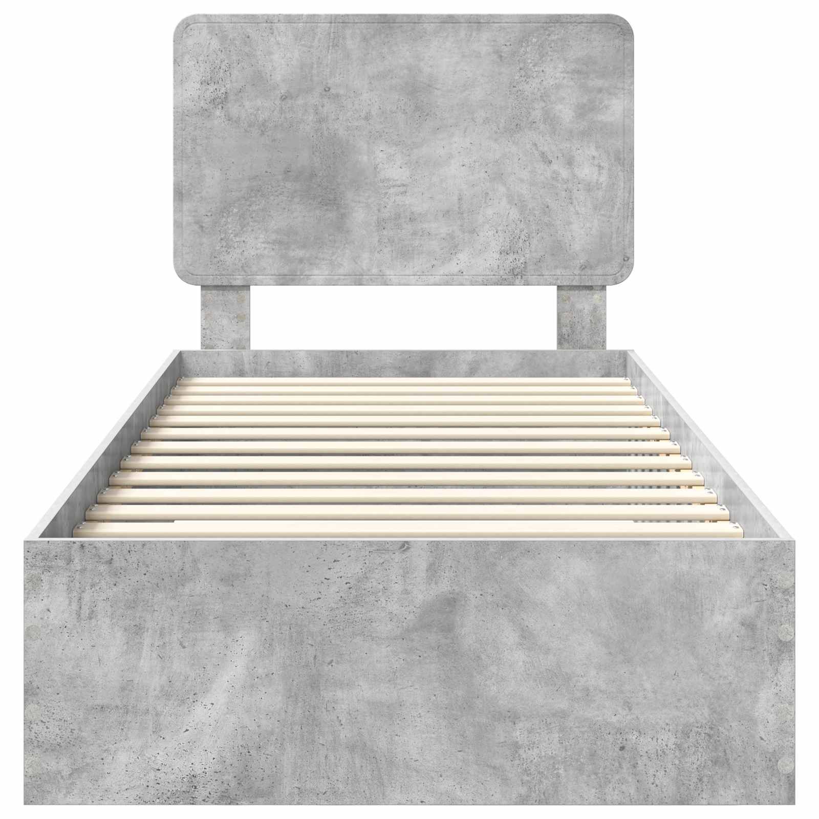 Bettrahmen mit Kopfteil Beton Grau 90 x 190 cm Holzwerkstoff