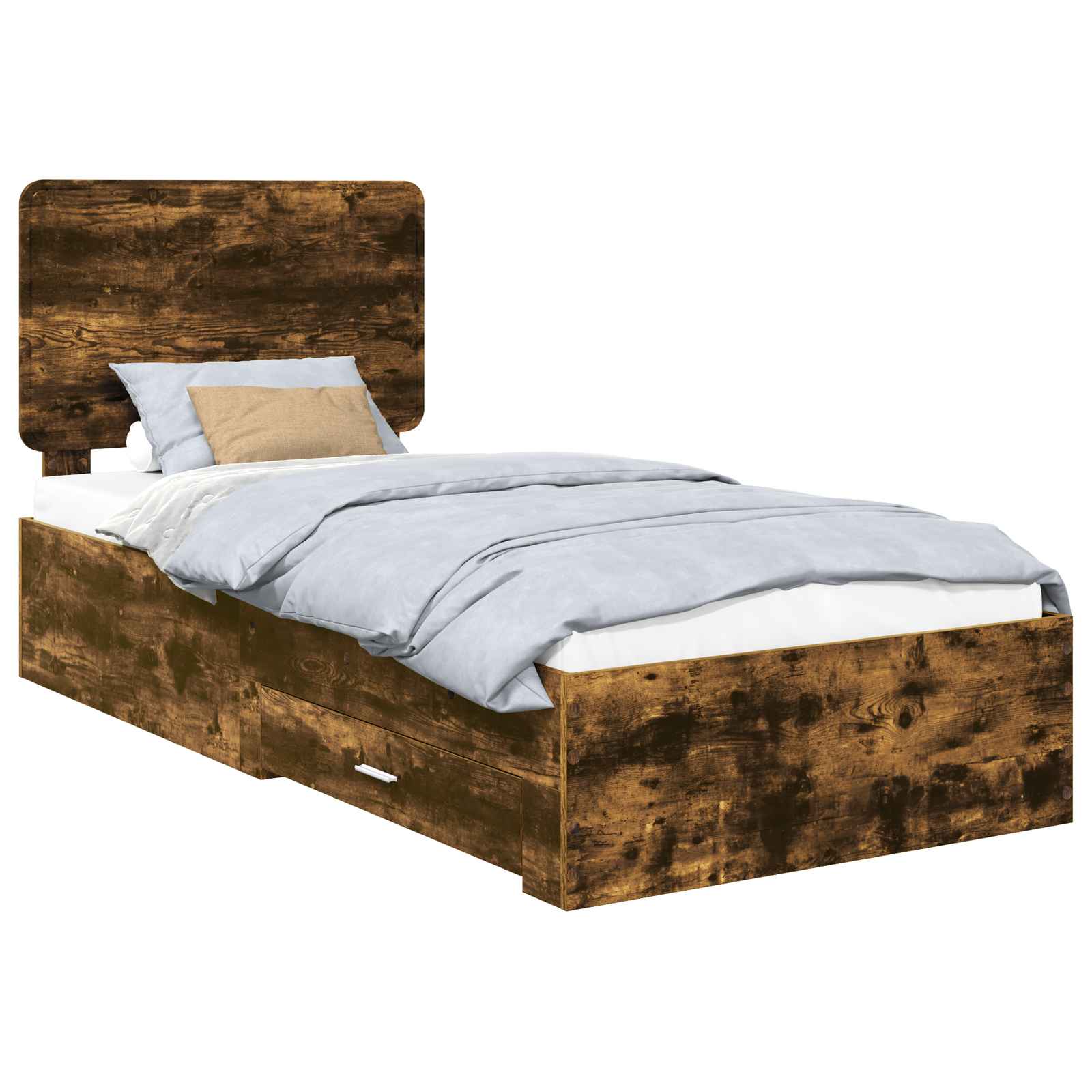 Bettrahmen Geräucherte Eiche 90 x 190 cm Holzwerkstoff