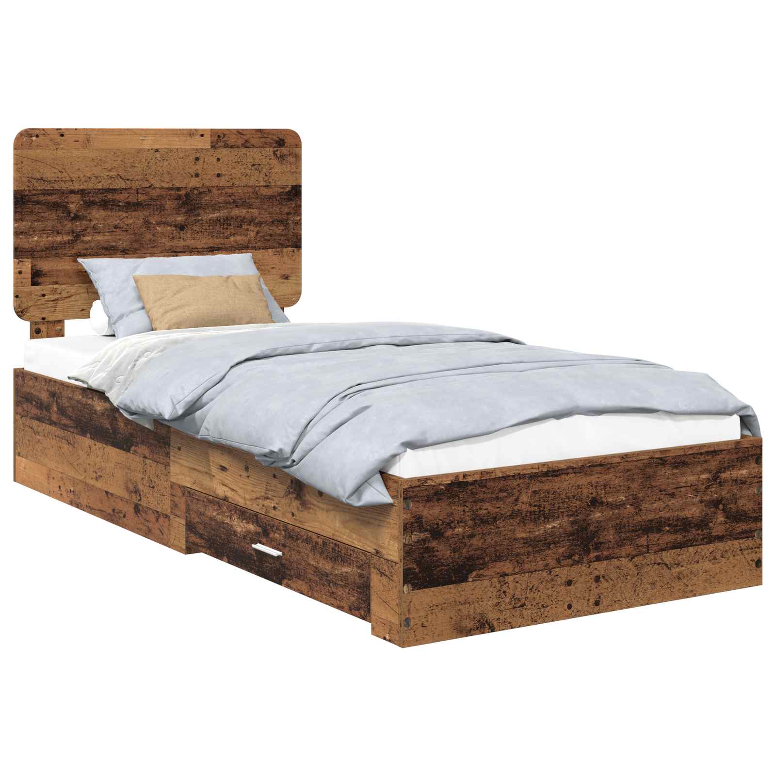 Bettrahmen mit Kopfteil Altholz 90 x 190 cm Holzwerkstoff