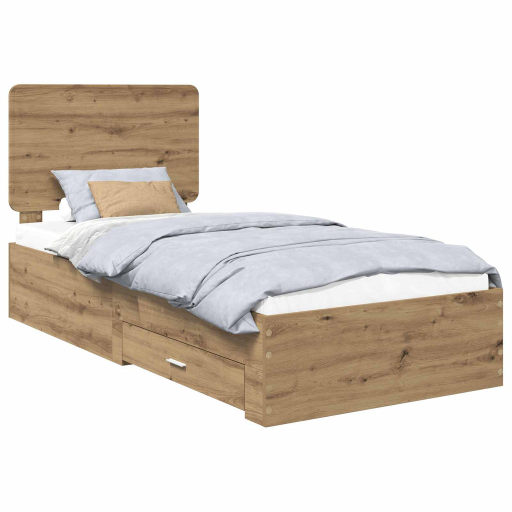 Bettrahmen mit Kopfteil Artisan-Eiche 90 x 190 cm Holzwerkstoff