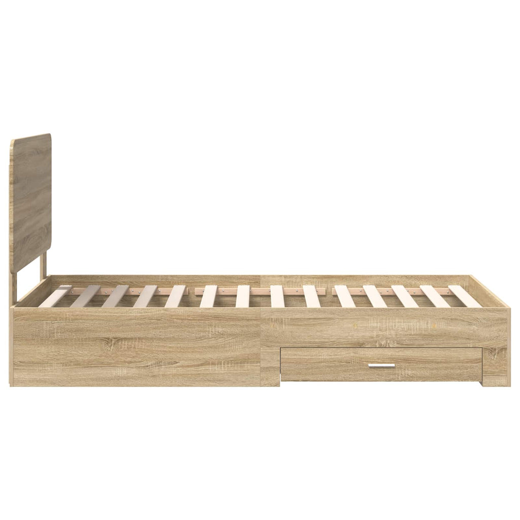 Bettrahmen mit Kopfteil Sonoma-Eiche 75 x 190 cm Holzwerkstoff