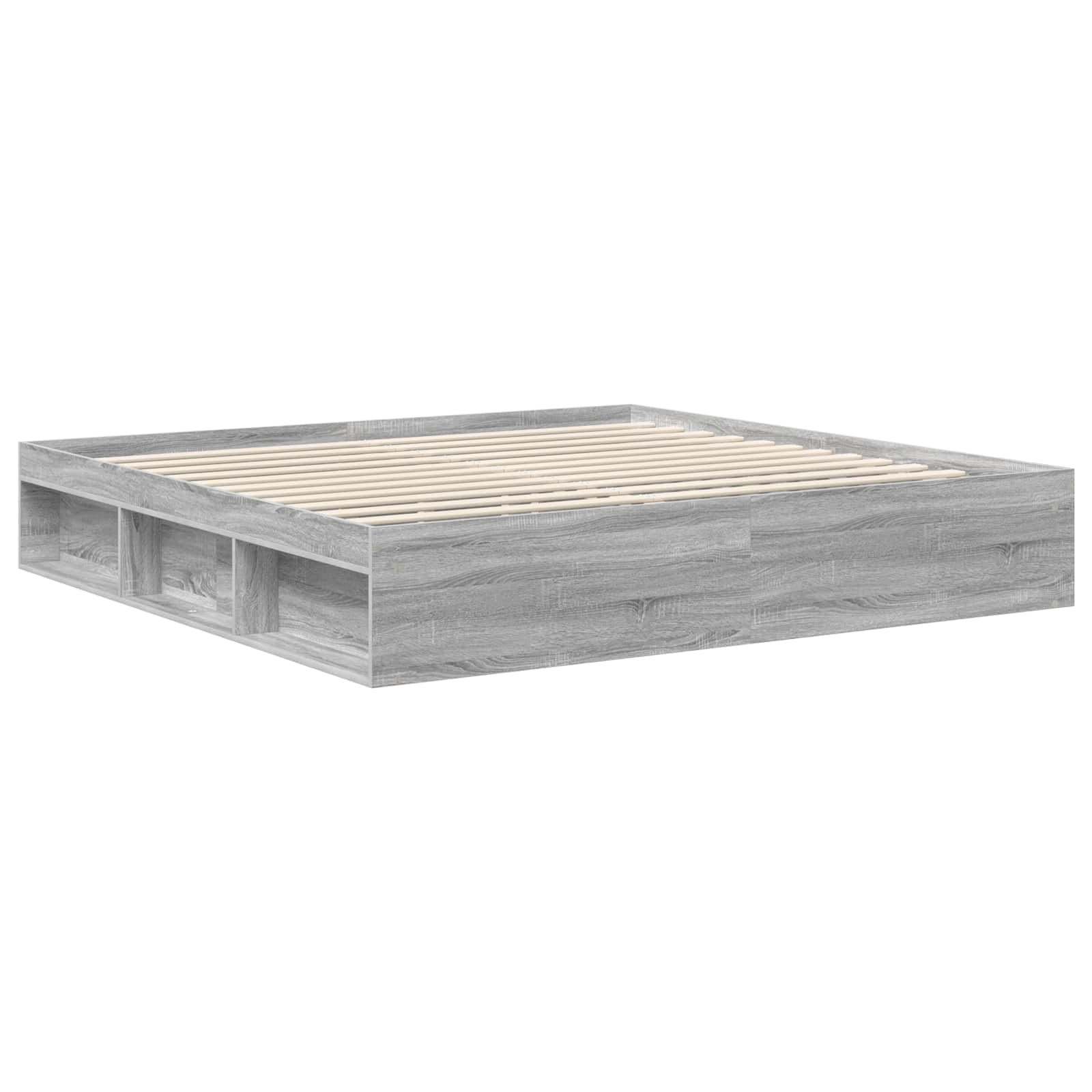 Bettrahmen Graues Sonoma 200 x 200 cm Massives Kiefernholz