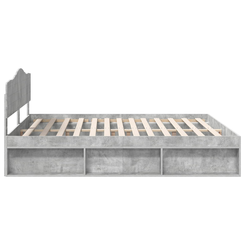 Bettrahmen mit Kopfteil Beton 180 x 200 cm Massives Kiefernholz