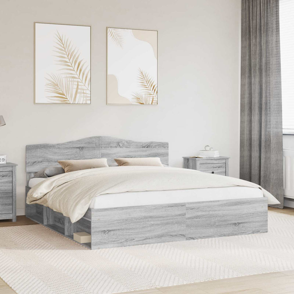 Bettrahmen Graues Sonoma 180 x 200 cm Massives Kiefernholz