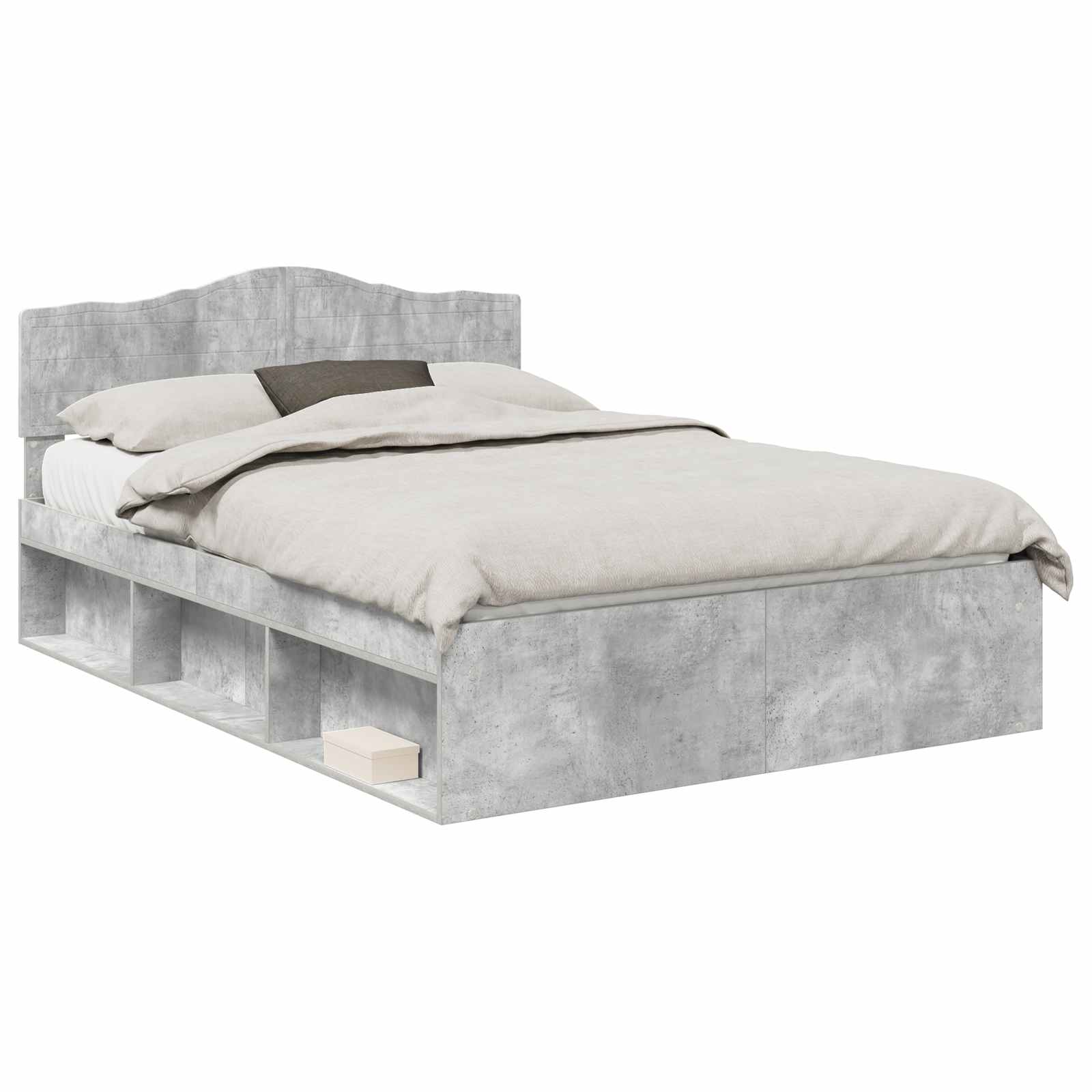 Bettrahmen Beton Grau 150 x 200 cm Massives Kiefernholz