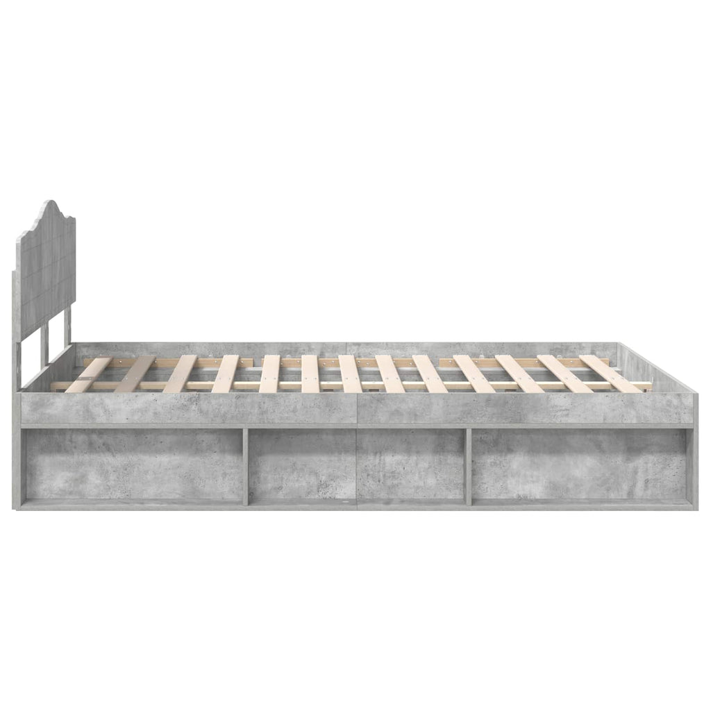 Bettrahmen Beton Grau 150 x 200 cm Massives Kiefernholz