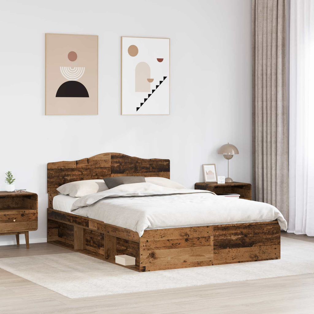 Bettrahmen Altholz 150 x 200 cm Massives Kiefernholz