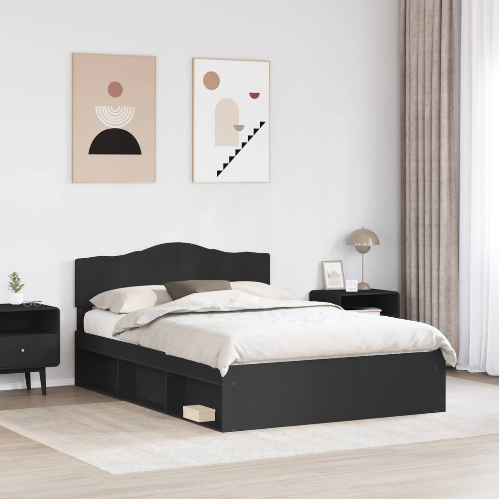 Bettrahmen Schwarz 140 x 200 cm Massives Kiefernholz