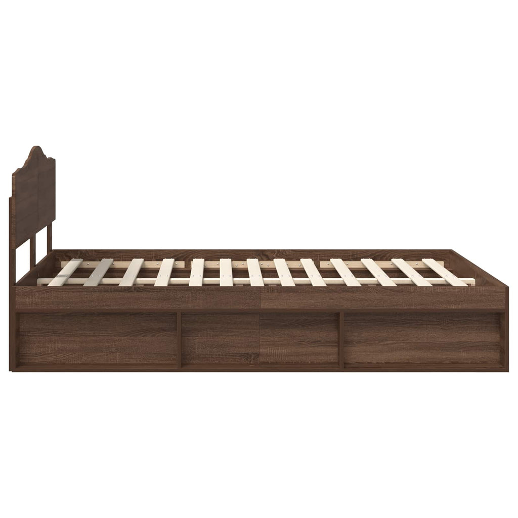 Bettrahmen Braun Eichen-Optik 140 x 200 cm Massives Kiefernholz