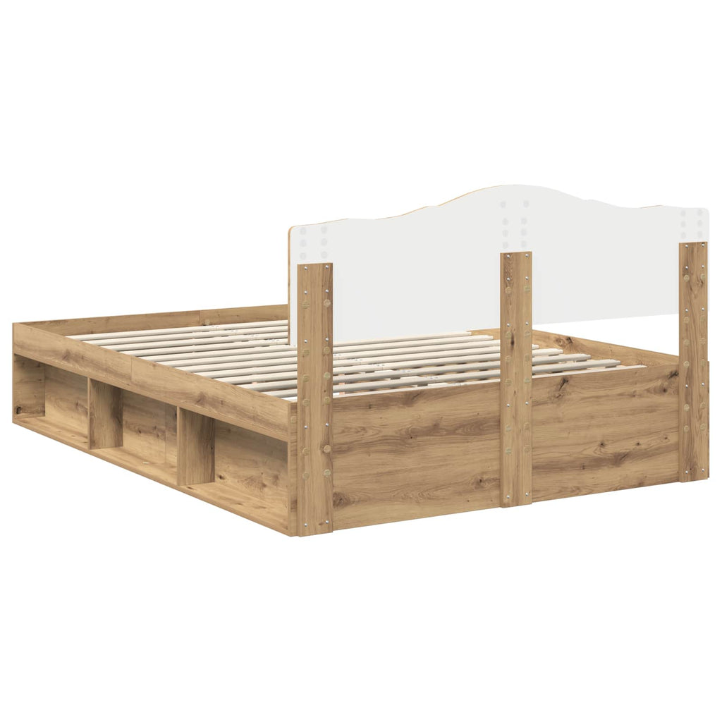Bettrahmen mit Kopfteil Kunsthandwerk Eiche 140 x 200 cm