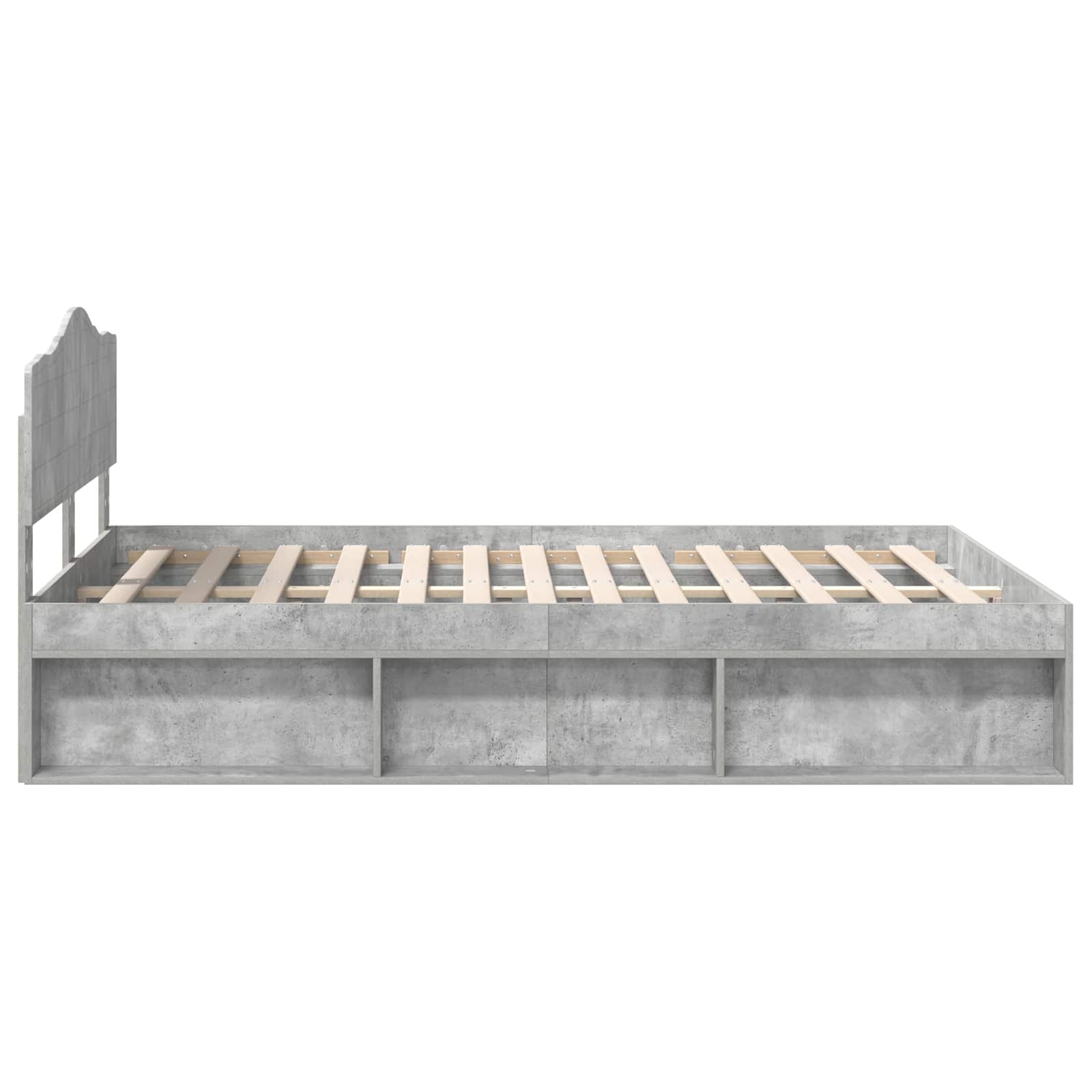 Bettrahmen mit Kopfteil Beton 140 x 190 cm Massives Kiefernholz