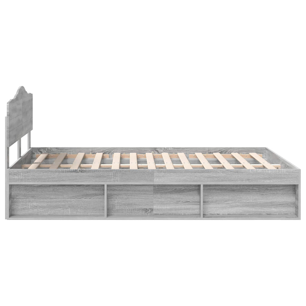Bettrahmen Graues Sonoma 140 x 190 cm Massives Kiefernholz