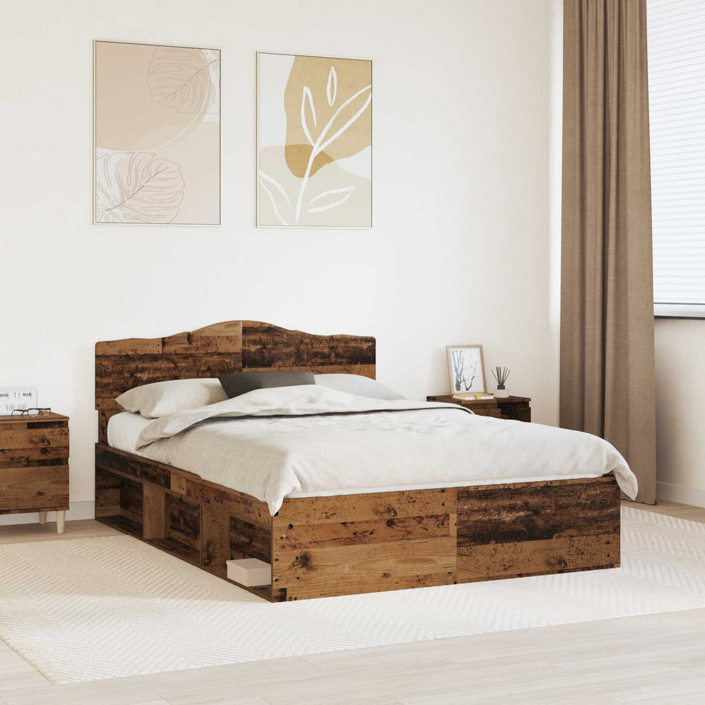 Bettrahmen Altholz 140 x 190 cm Massives Kiefernholz