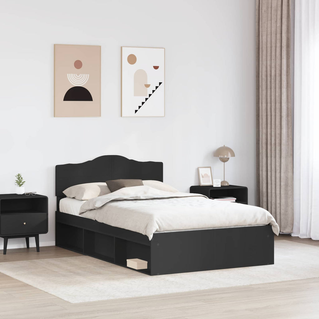 Bettrahmen Schwarz 135 x 190 cm Massives Kiefernholz