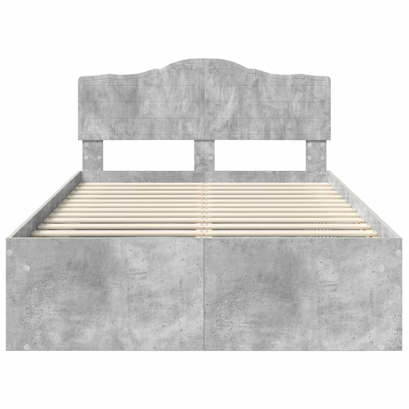 Bettrahmen Beton Grau 135 x 190 cm Massives Kiefernholz