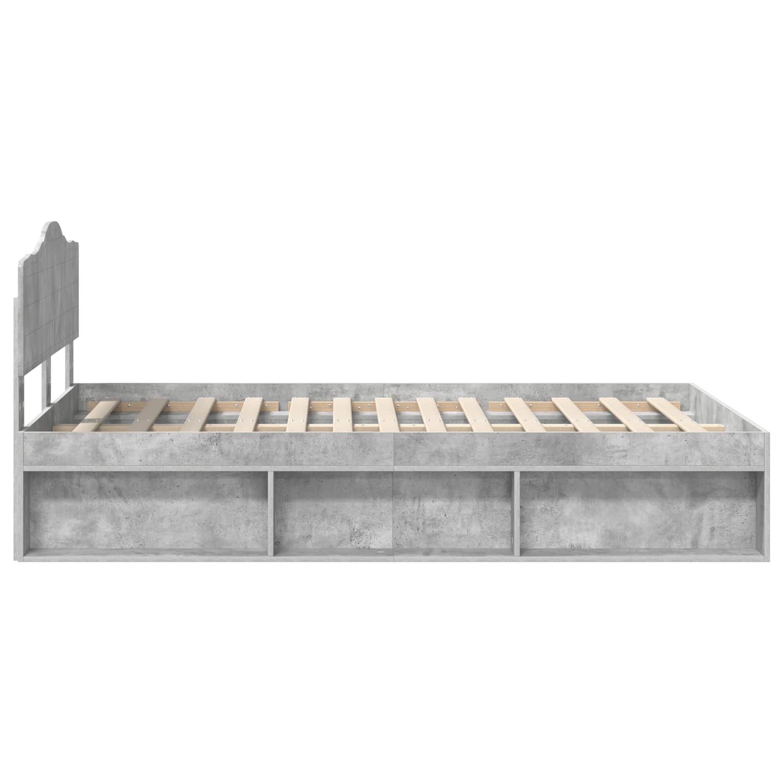Bettrahmen Beton Grau 135 x 190 cm Massives Kiefernholz