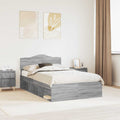 Bettrahmen Graues Sonoma 135 x 190 cm Massives Kiefernholz