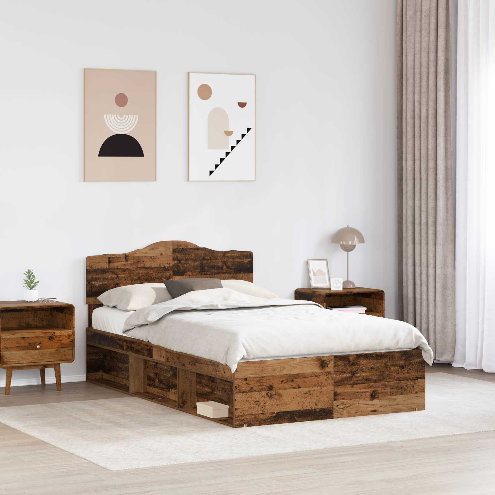 Bettrahmen Altholz 135 x 190 cm Massives Kiefernholz