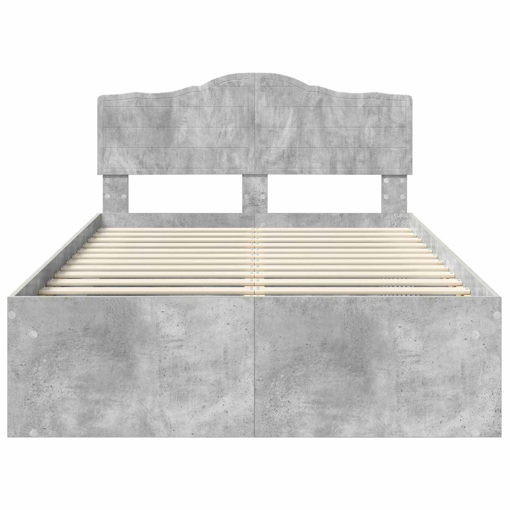 Bettrahmen mit Kopfteil Beton 120 x 200 cm Massives Kiefernholz