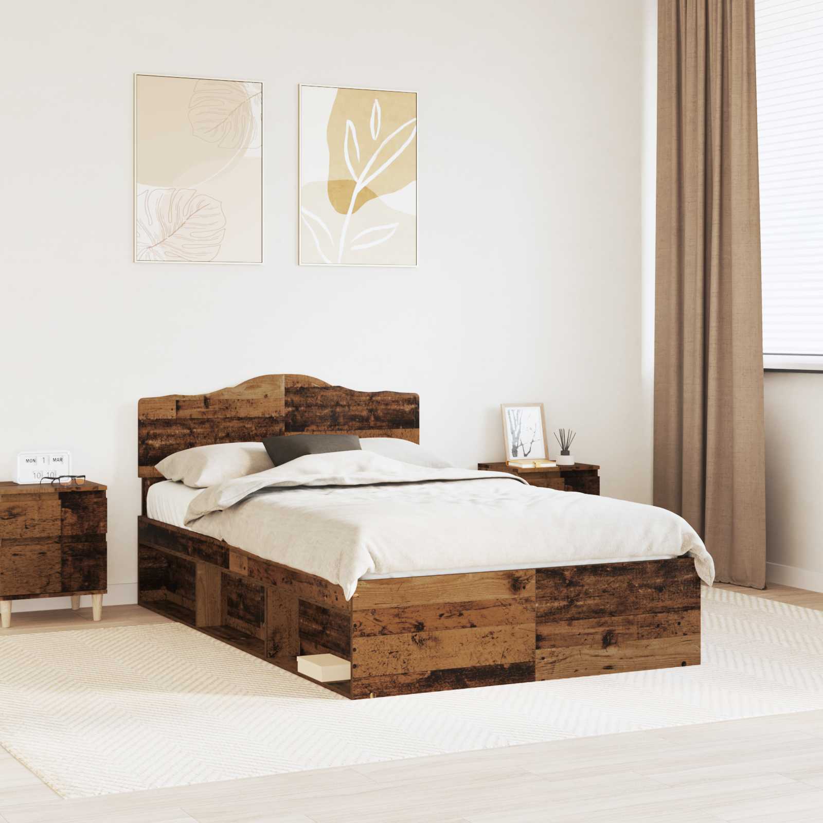 Bettrahmen Altholz 120 x 200 cm Massives Kiefernholz
