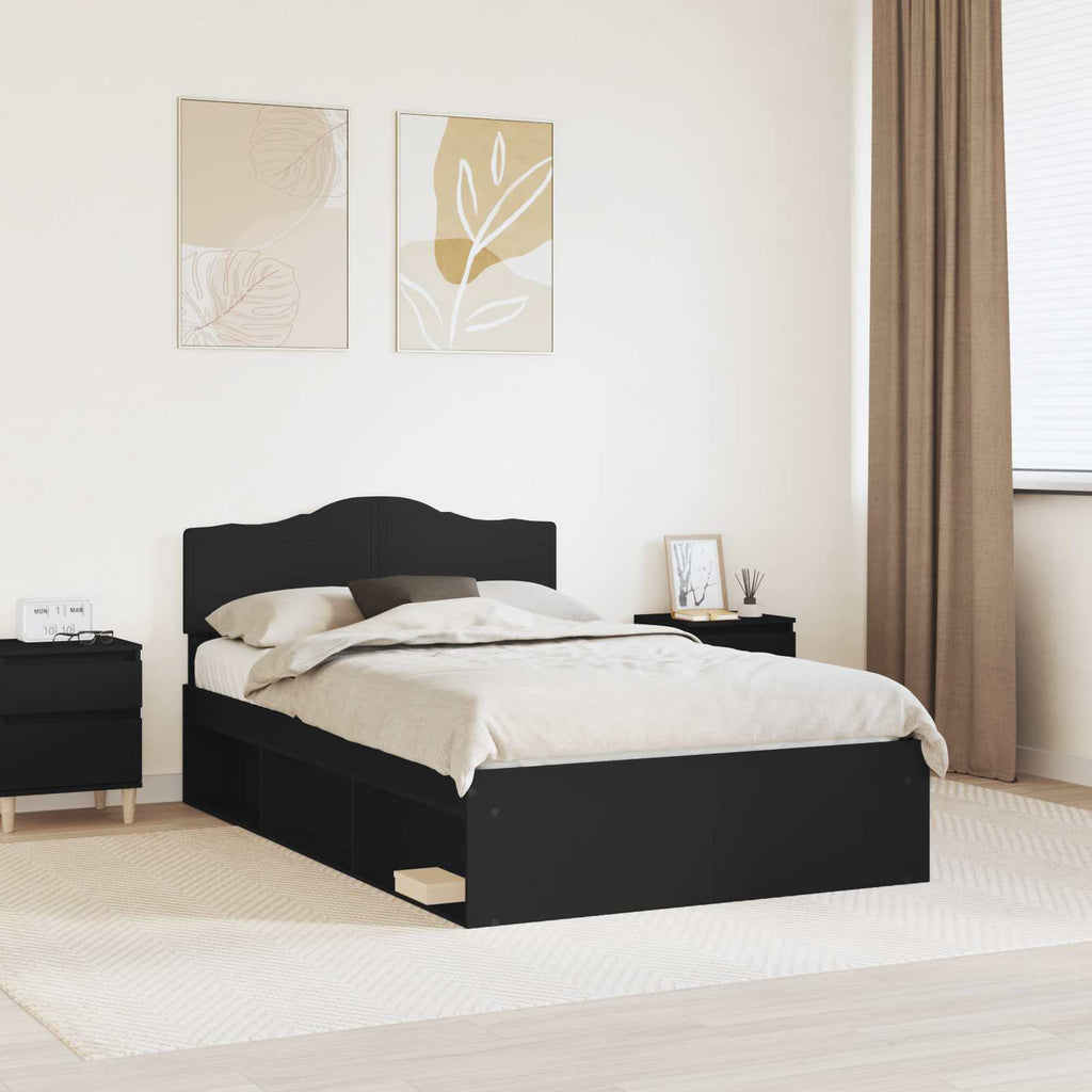 Bettrahmen Schwarz 120 x 190 cm Massives Kiefernholz