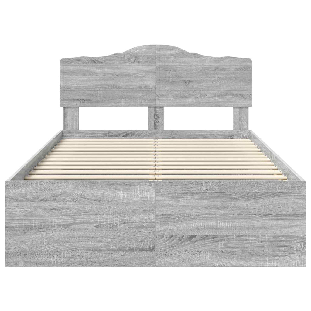 Bettrahmen Graues Sonoma 120 x 190 cm Massives Kiefernholz