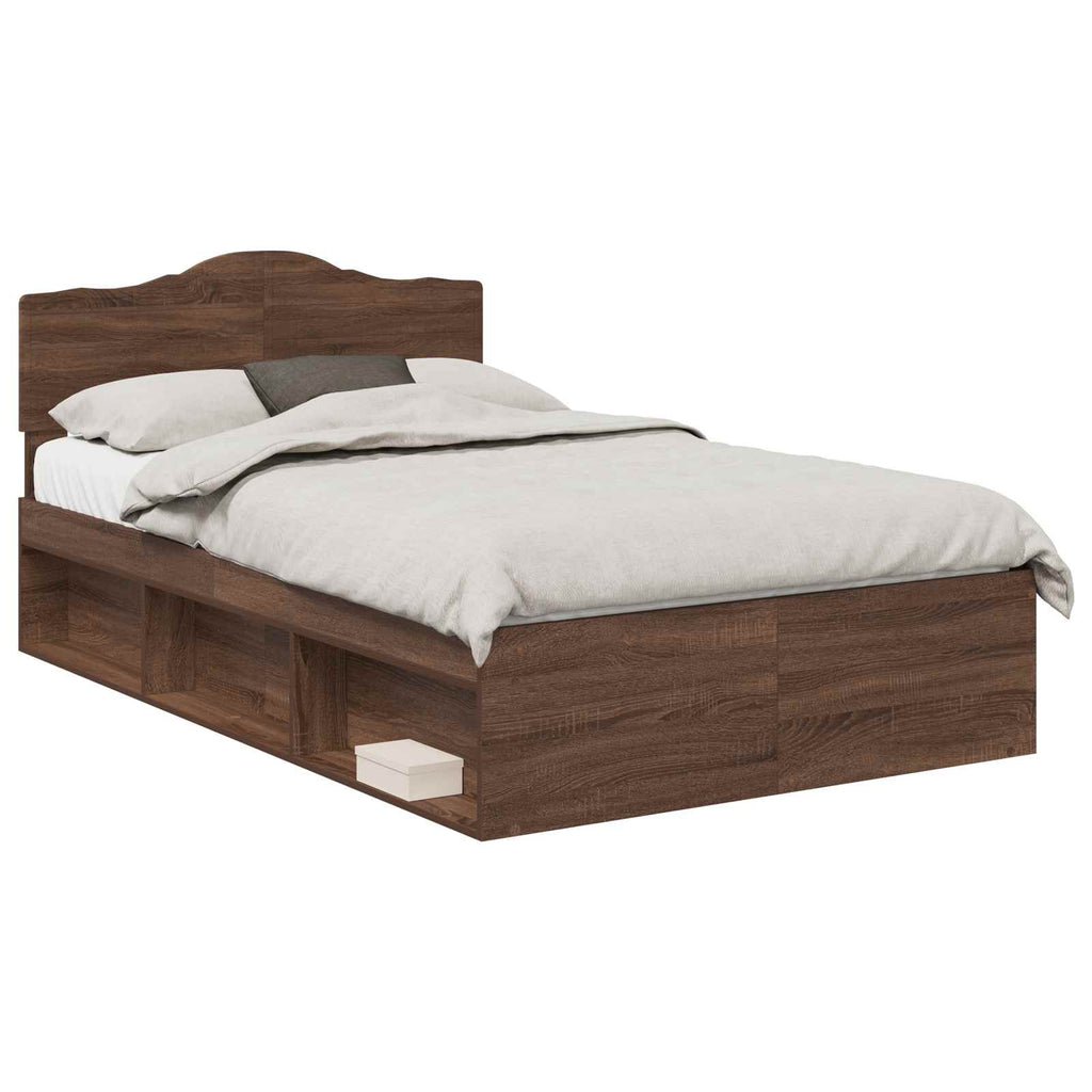 Bettrahmen Braun Eichen-Optik 120 x 190 cm Massives Kiefernholz