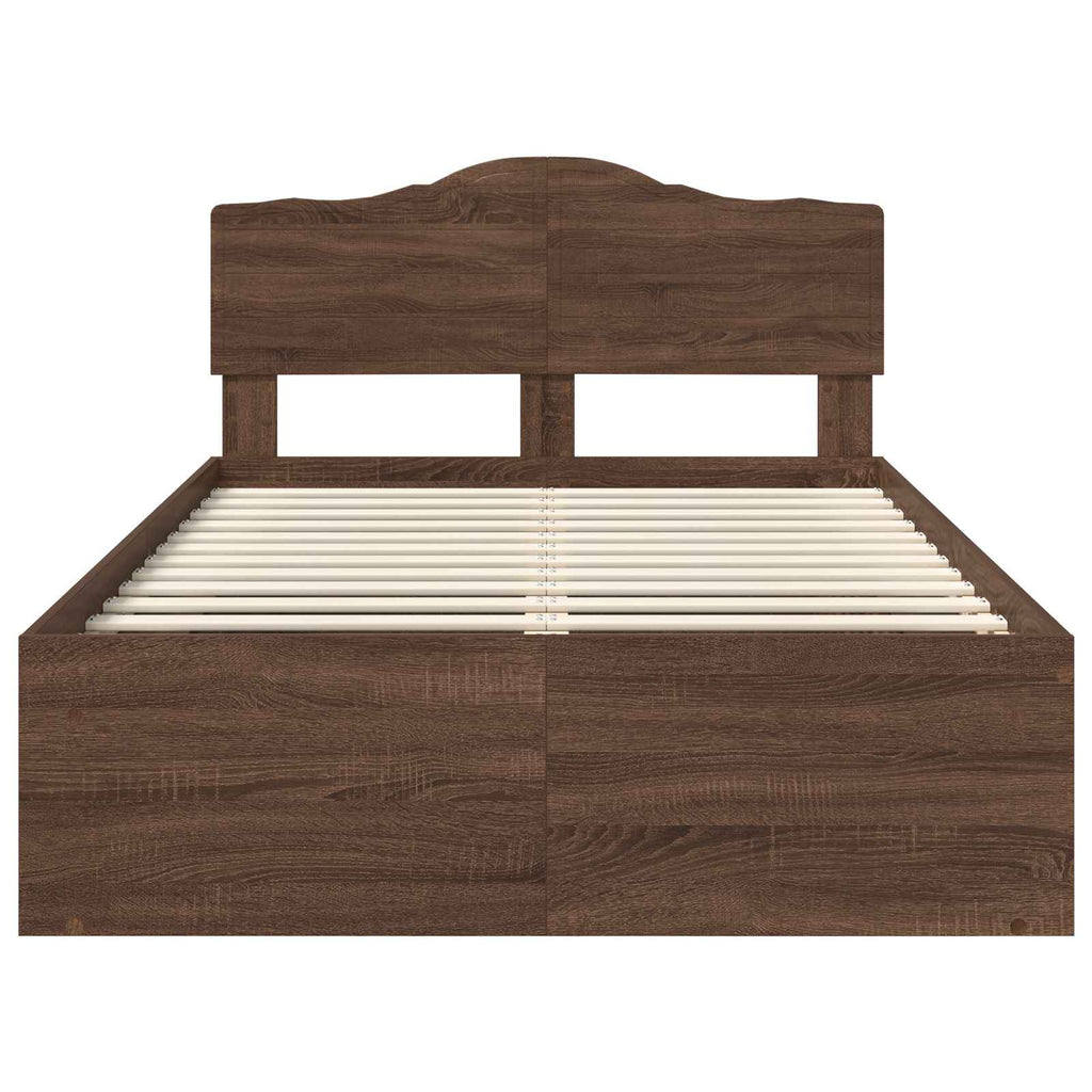 Bettrahmen Braun Eichen-Optik 120 x 190 cm Massives Kiefernholz