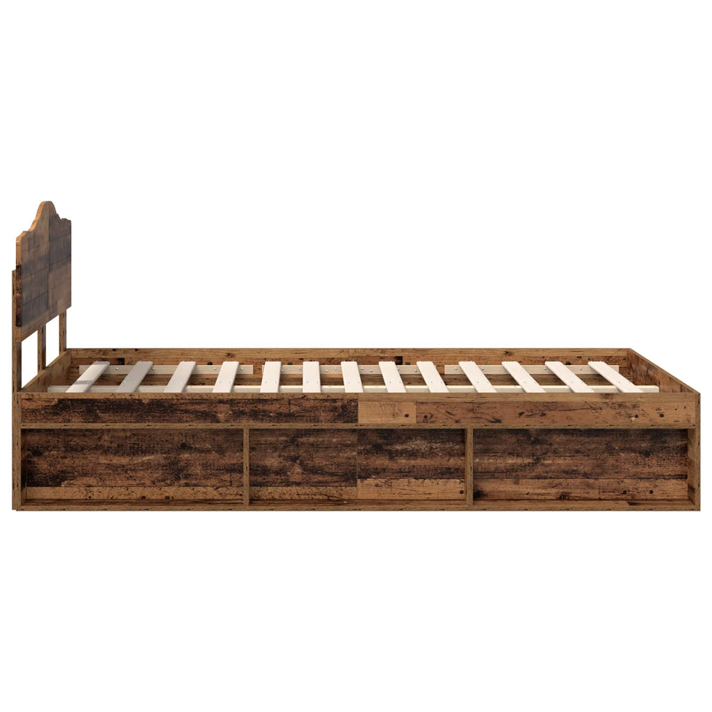 Bettrahmen Altholz 120 x 190 cm Massives Kiefernholz