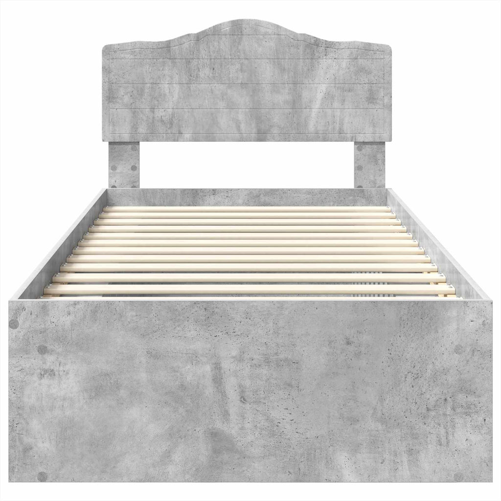 Bettrahmen Beton Grau 100 x 200 cm Massives Kiefernholz