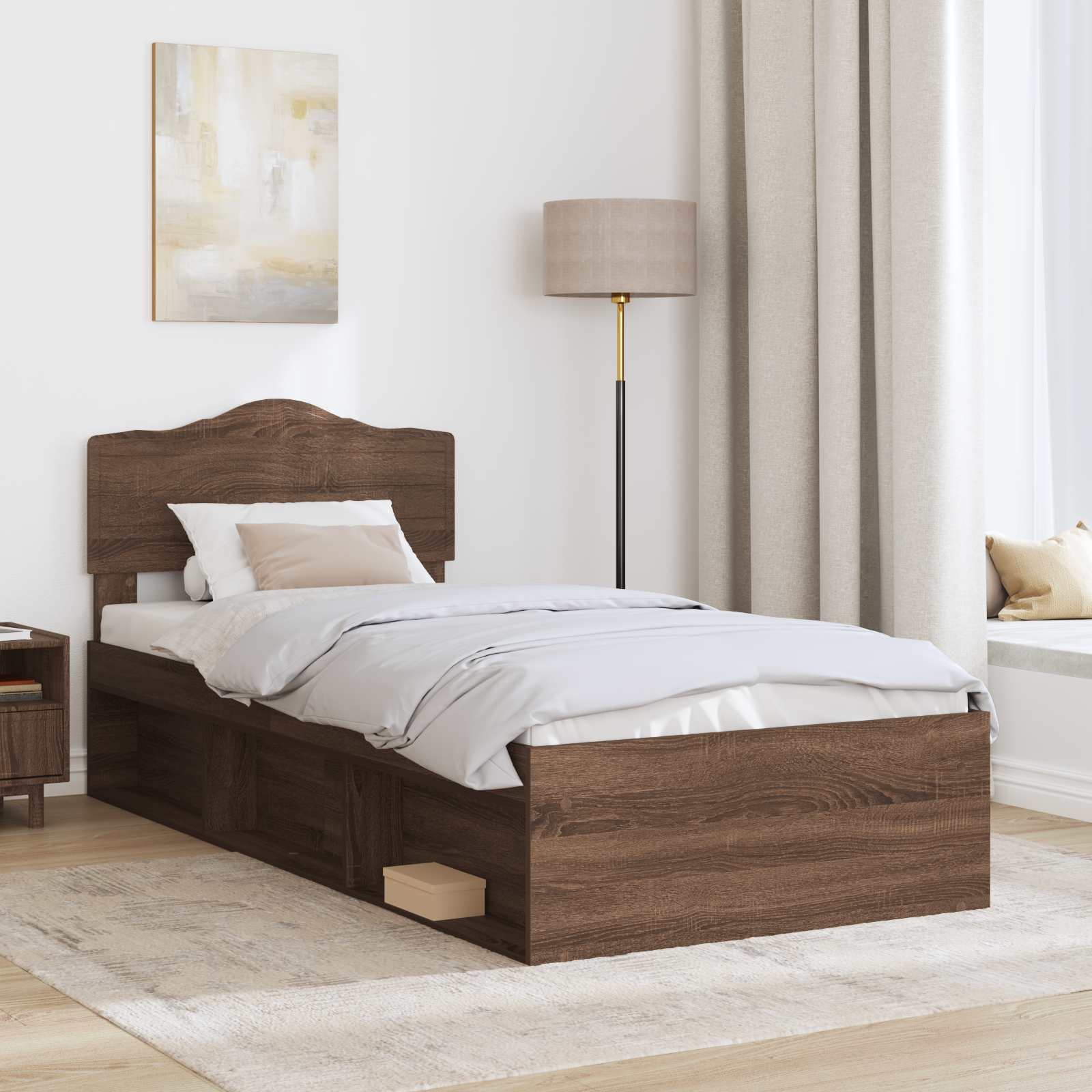 Bettrahmen Braun Eichen-Optik 100 x 200 cm Massives Kiefernholz
