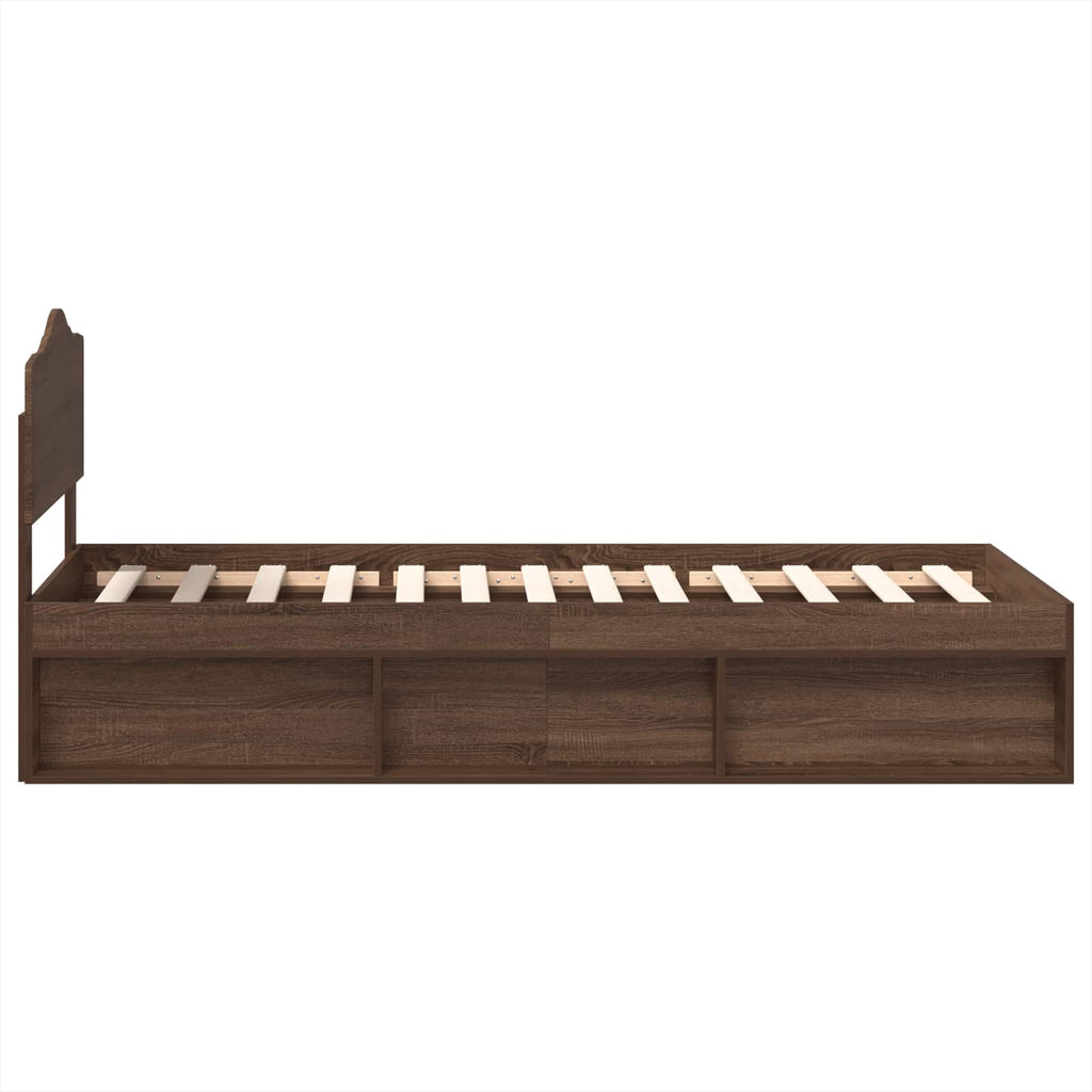 Bettrahmen Braun Eichen-Optik 100 x 200 cm Massives Kiefernholz