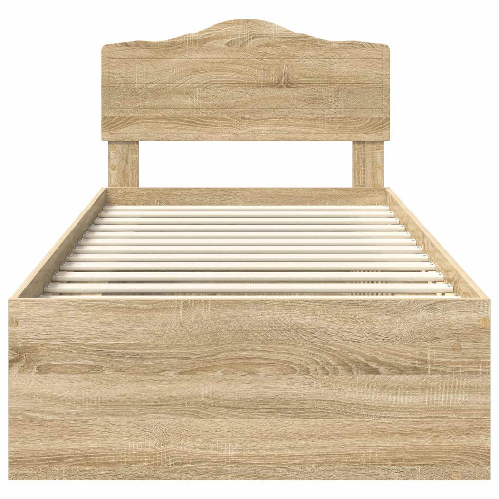 Bettrahmen Sonoma-Eiche 90 x 200 cm Massives Kiefernholz