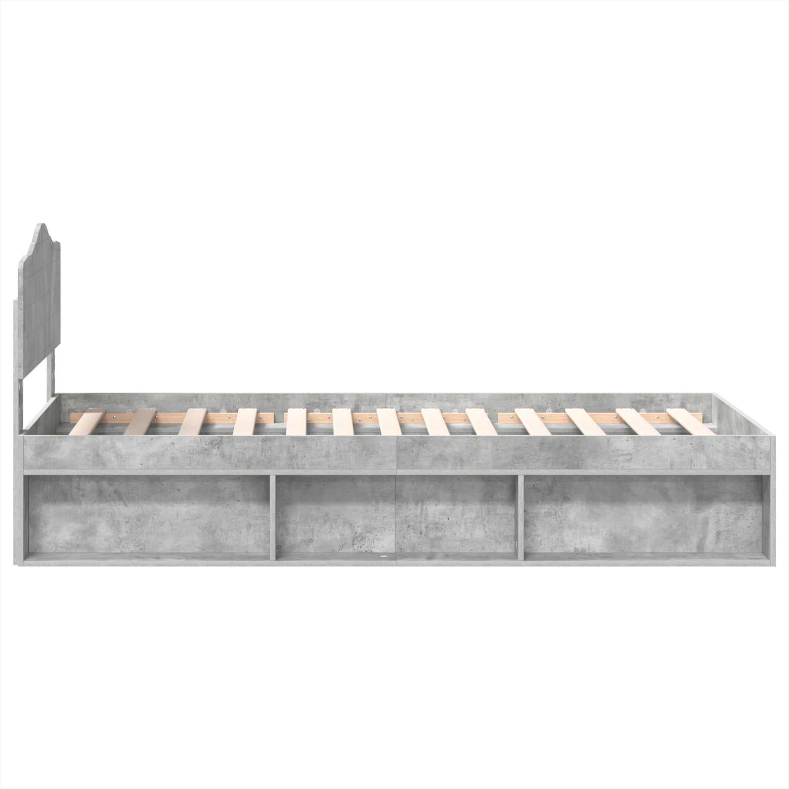 Bettrahmen mit Kopfteil Beton 90 x 200 cm Massives Kiefernholz