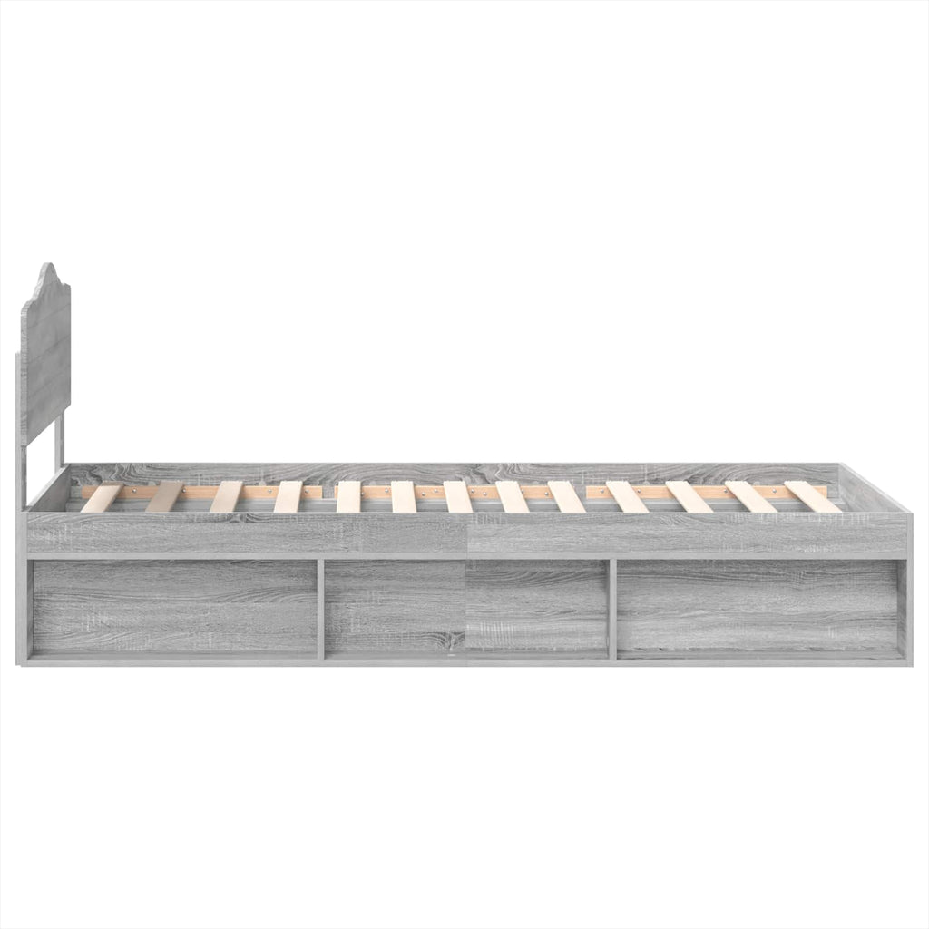 Bettrahmen Graues Sonoma 90 x 200 cm Massives Kiefernholz