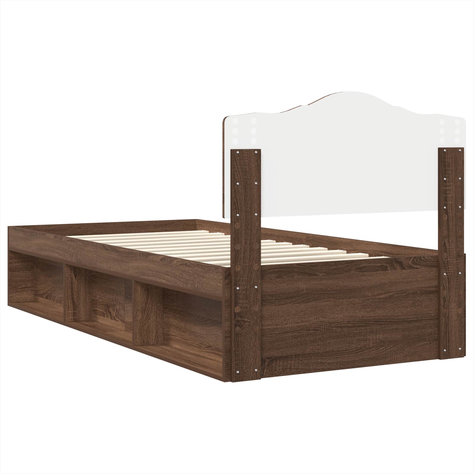 Bettrahmen Braun Eichen-Optik 90 x 200 cm Massives Kiefernholz