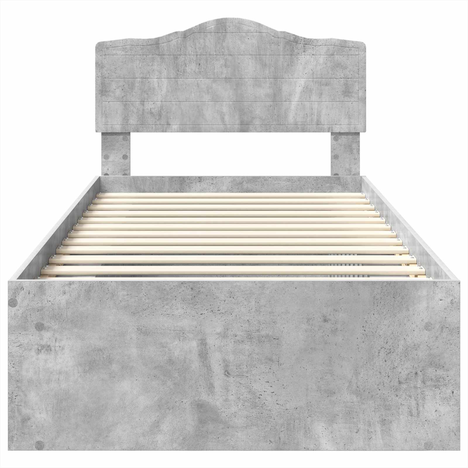 Bettrahmen Beton Grau 90 x 190 cm Massives Kiefernholz