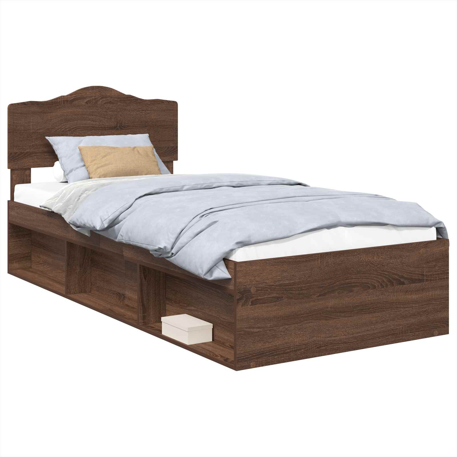 Bettrahmen Braun Eichen-Optik 90 x 190 cm Massives Kiefernholz