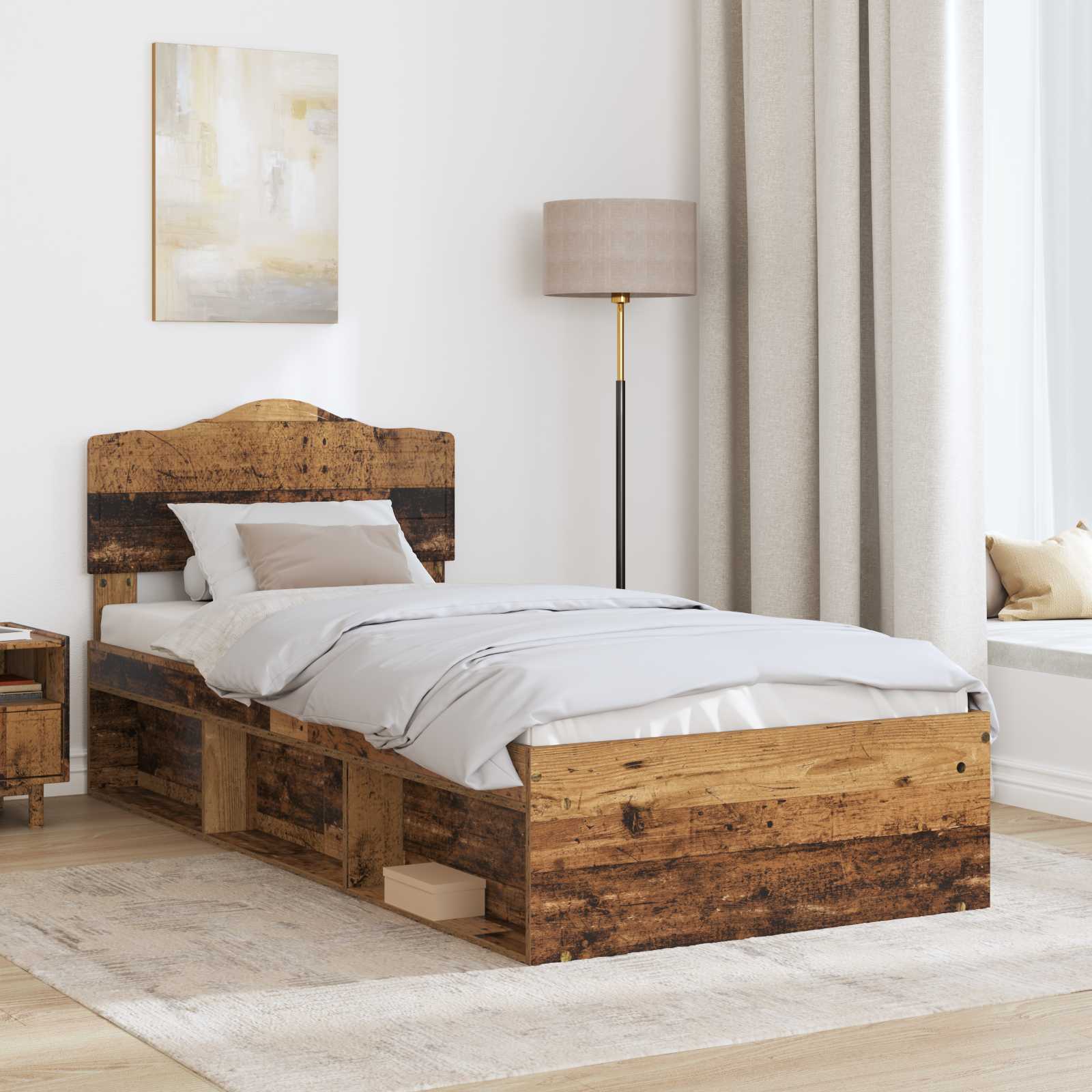 Bettrahmen Altholz 90 x 190 cm Massives Kiefernholz