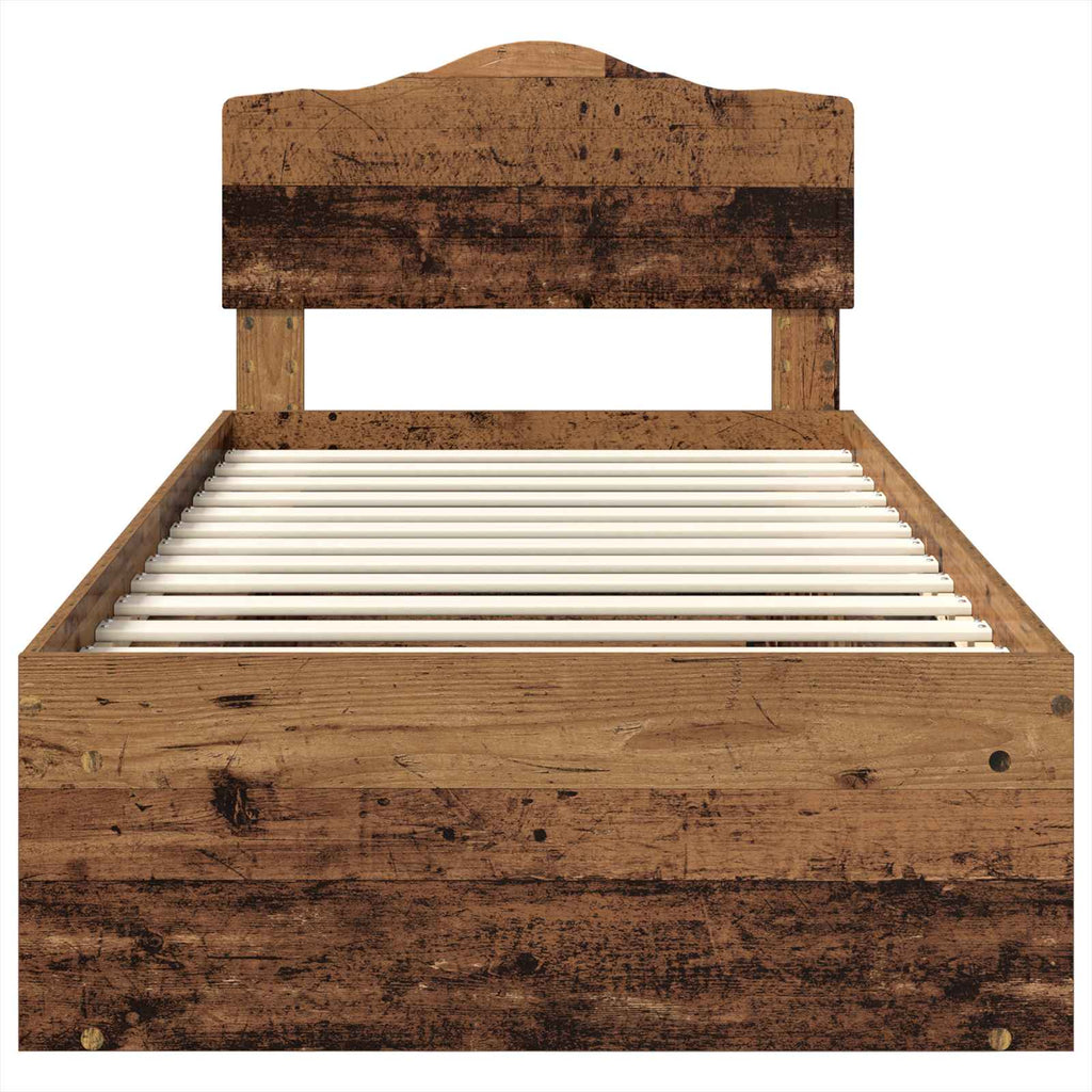 Bettrahmen Altholz 90 x 190 cm Massives Kiefernholz