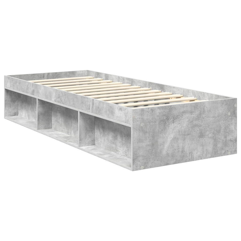 Bettrahmen Beton Grau 75 x 190 cm Massives Kiefernholz