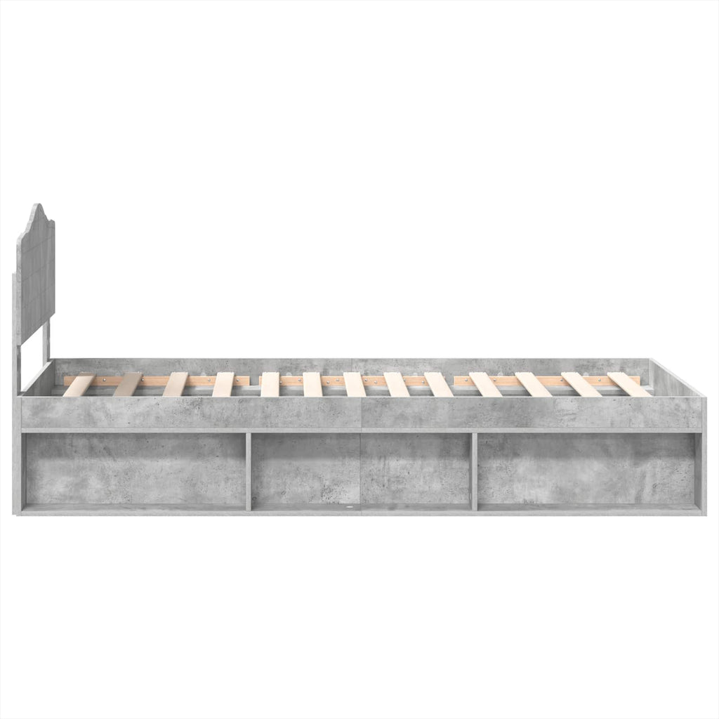 Bettrahmen Beton Grau 75 x 190 cm Massives Kiefernholz