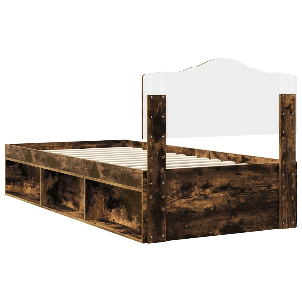 Bettrahmen Geräucherte Eiche 75 x 190 cm Massives Kiefernholz