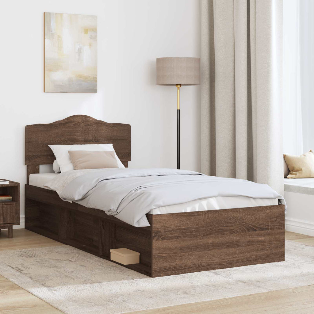 Bettrahmen Braun Eichen-Optik 75 x 190 cm Massives Kiefernholz