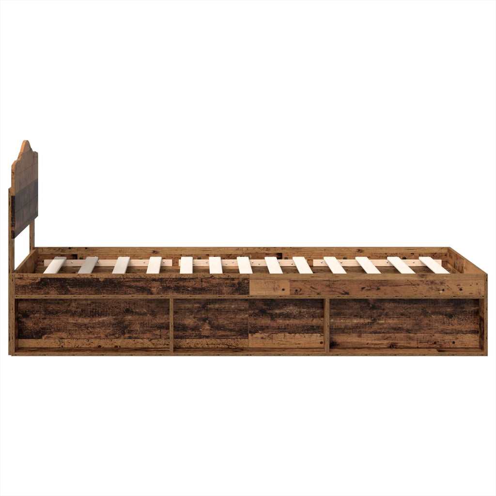 Bettrahmen Altholz 75 x 190 cm Massives Kiefernholz