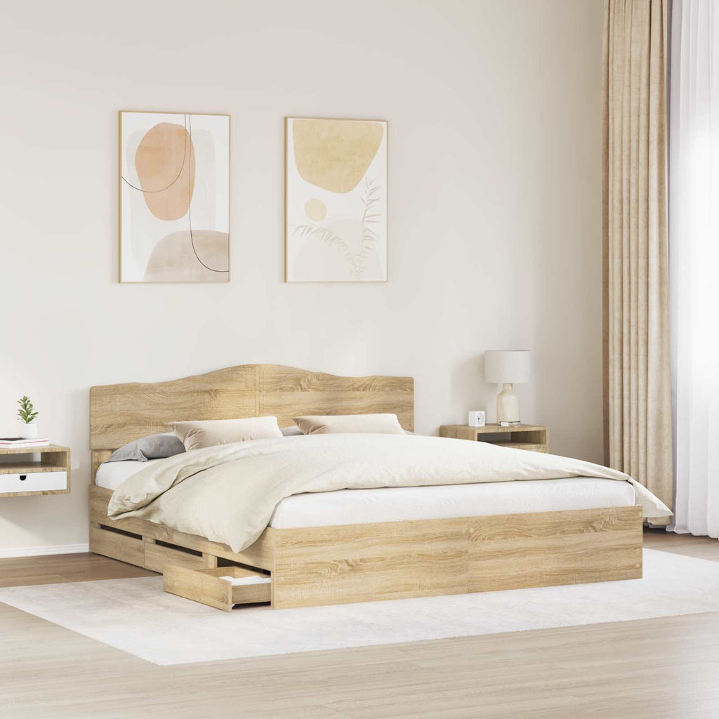 Bettrahmen Sonoma-Eiche 200 x 200 cm Ingenieurs Holz