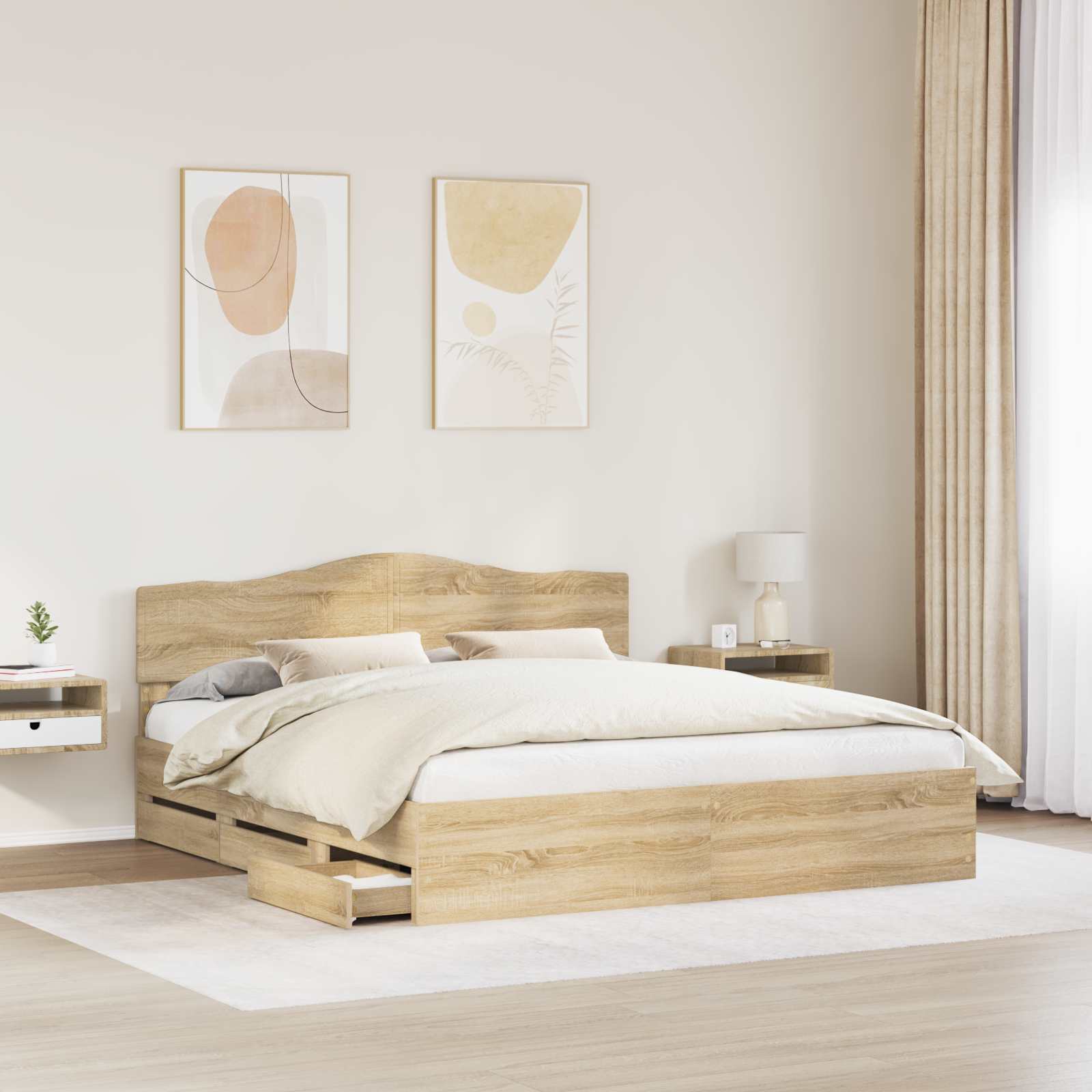 Bettrahmen Sonoma-Eiche 200 x 200 cm Ingenieurs Holz