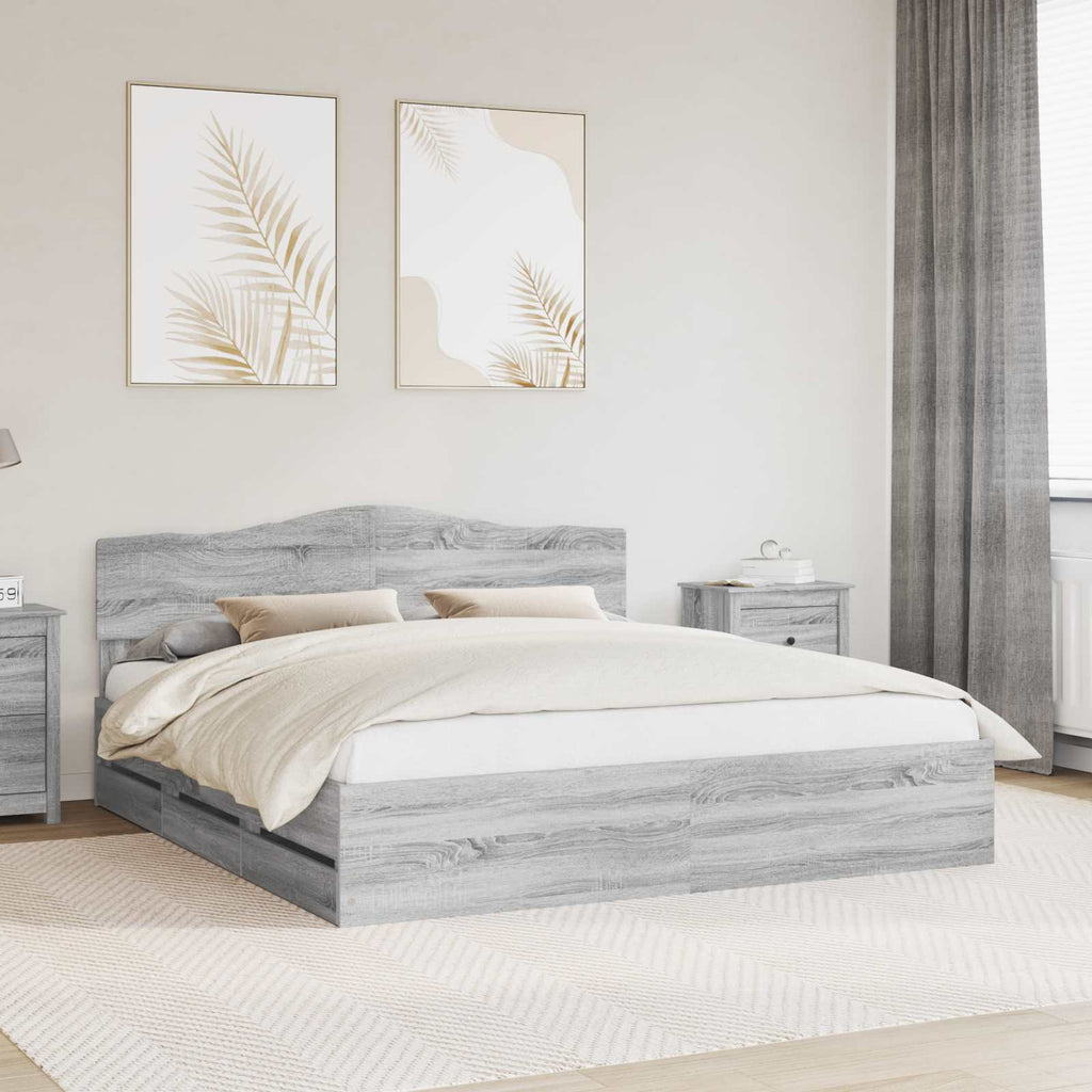 Bettrahmen Graues Sonoma 200 x 200 cm Ingenieurs Holz