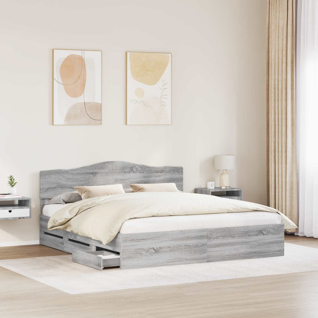 Bettrahmen Graues Sonoma 200 x 200 cm Ingenieurs Holz
